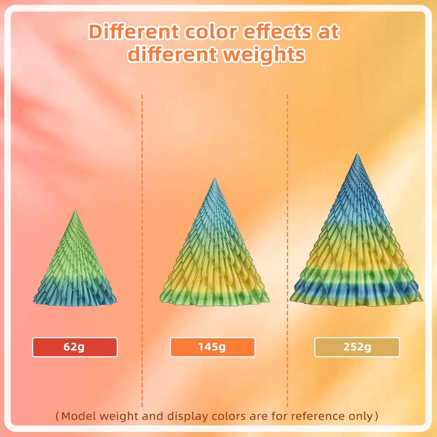 Silk PLA 3D Printer Filament 1.75mm Silk Shiny Fast Gradient Color Change Rainbow Multicolor PLA Filament 1kg (2.2lbs) /Spool for FDM 3D Printers-Blood Orange