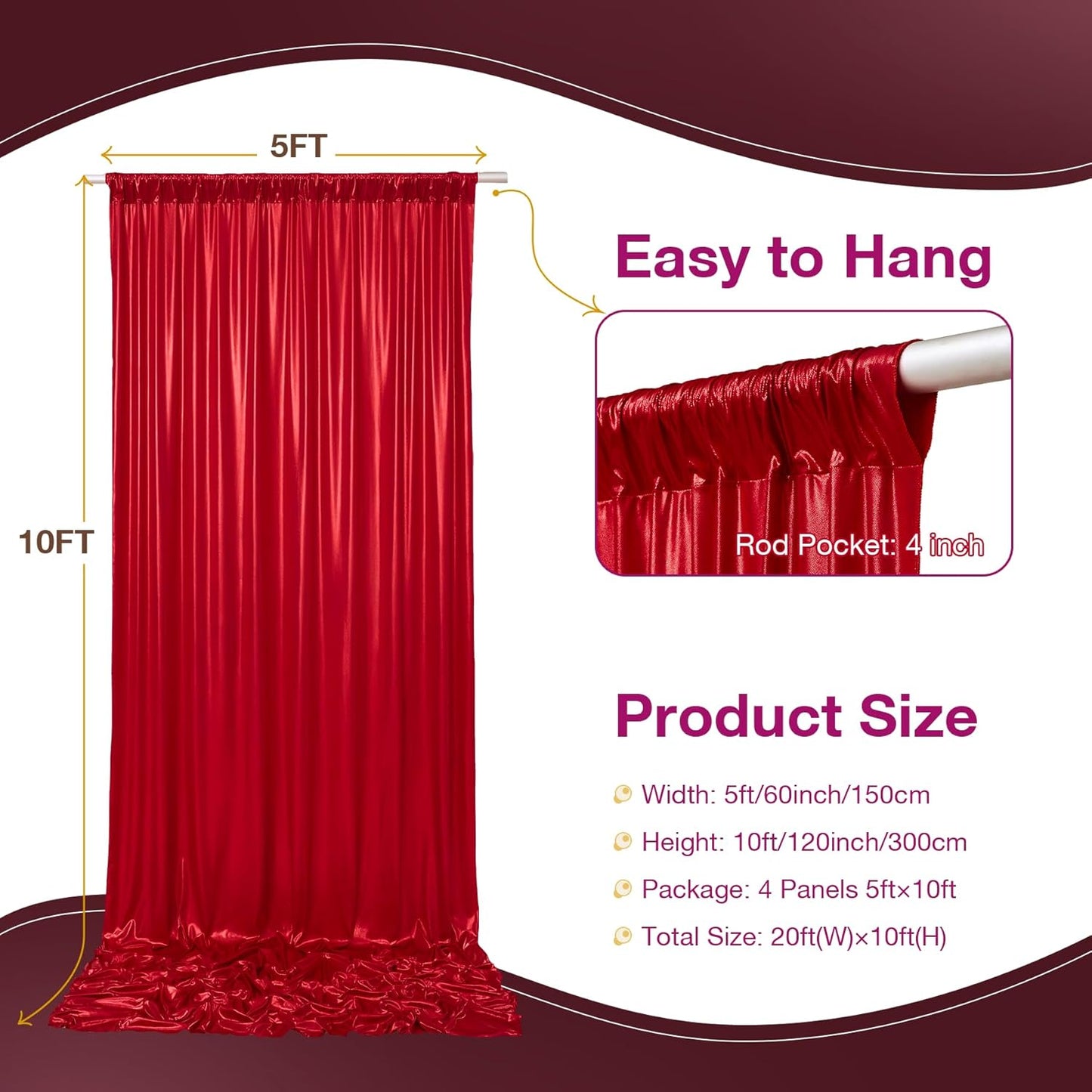 20x10 ft Wrinkle Free Red Sequin Backdrop Curtain for Parties-Thick Not Fall-Off Glitter Backdrop Drapes-2 Panels 5x10ft Shimmer Photo Back Drop Cloth for Wedding Birthday Photography Background