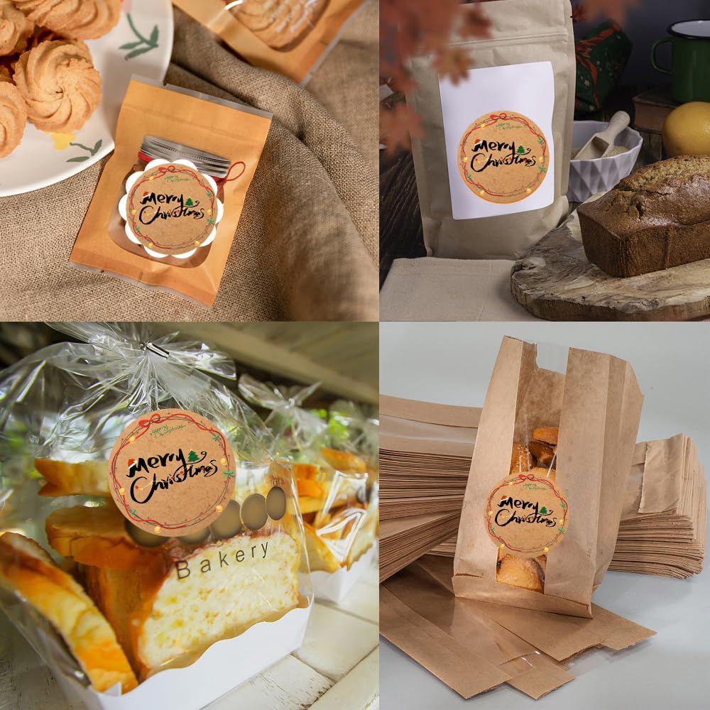 100-1000pcs Custom Stickers Merry Christmas Stickers Personalized Labels Adhesive Xmas Decorative Envelope Seals Stickers for Cards Gift Boxes(Round-9)