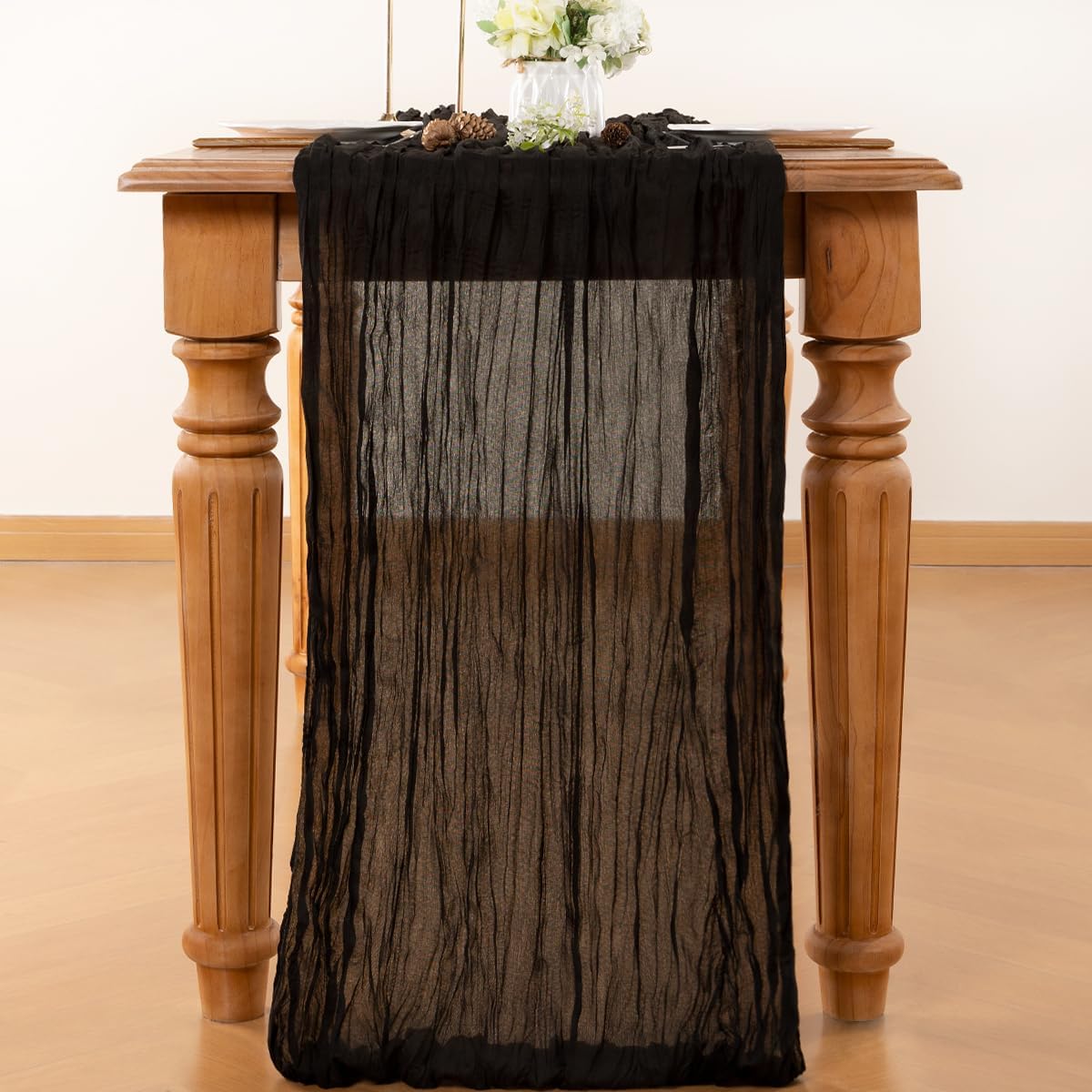 Black Table Runner Cheesecloth Table Runner 10FT Farmhouse Table Runners 120 Inches Fall Table Decor Dining Room Centerpiece Wedding Boho Baby Shower Birthday