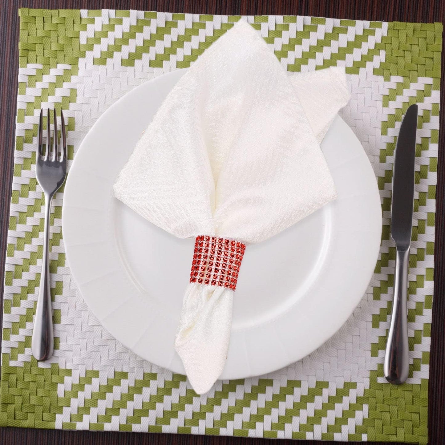 Red Napking Rings Holder Set of 150pcs,Diamond Crystal Napkin Rings Bulk Adornment for Wedding Reception, Dinner, Place Settings, Holiday Parties or DIY Decoration (150,Red)