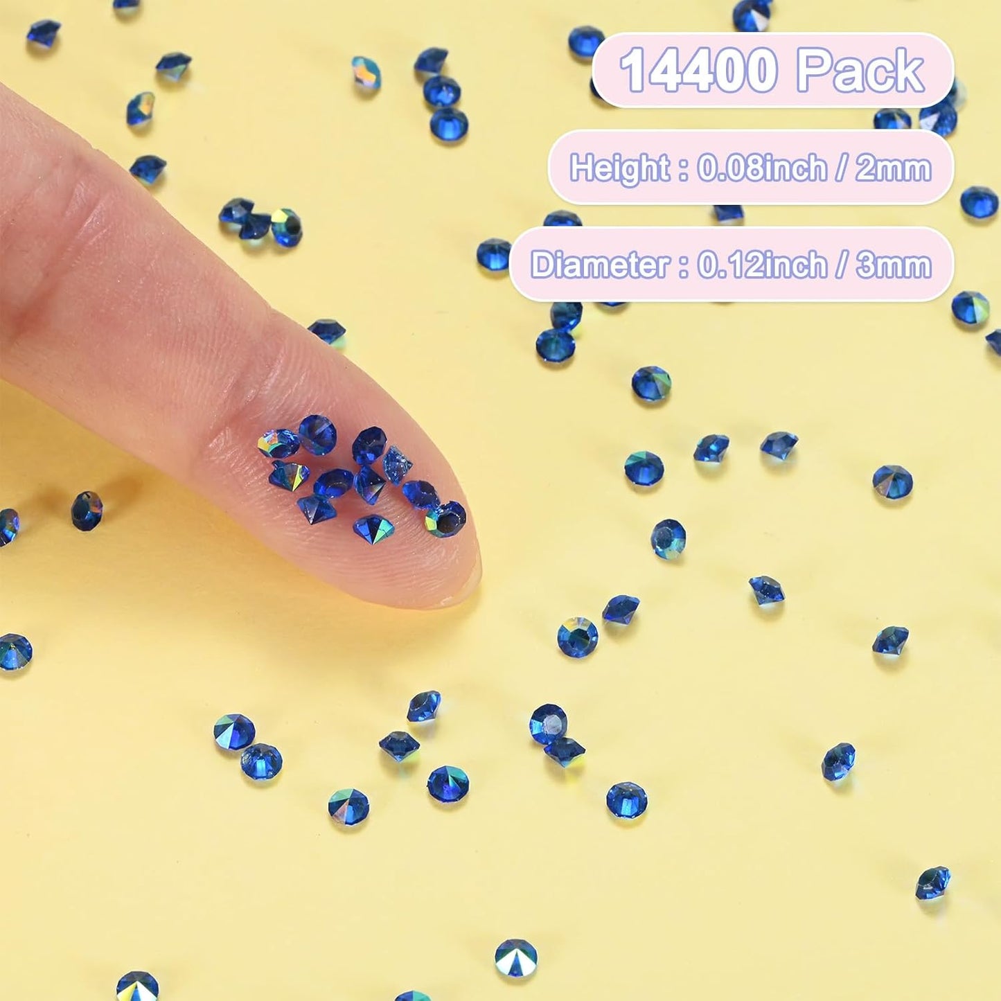 14400-Pack Acrylic Diamonds, 0.12 Inch/3mm Wedding Table Scatter Confetti Crystals for Vase Fillers/Art Craft, Acrylic Diamonds Gems [Dark Blue AB]