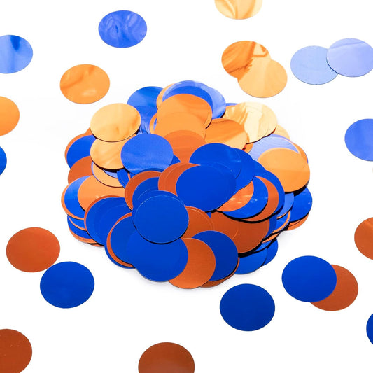 Orange Blue Table Confetti Party Decorations Metallic Circle Dot Confetti, 1.2 Inch, 300pcs