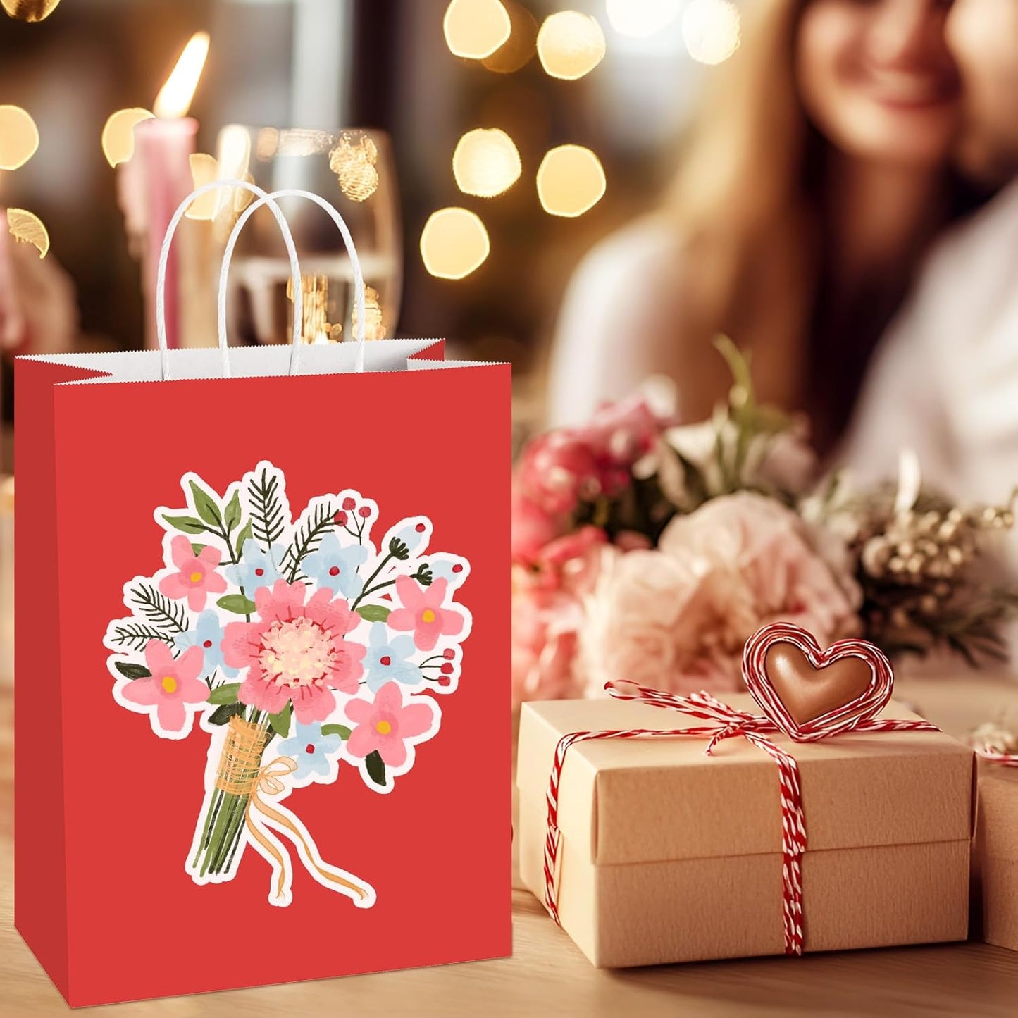 BagDream Red Gift Bags 10x5x13 Inch 100Pcs Large Kraft Paper Bags Bulk for Christmas, Wedding, Party Favors, Business, Retail, Grocery Paper Sacks with Handles