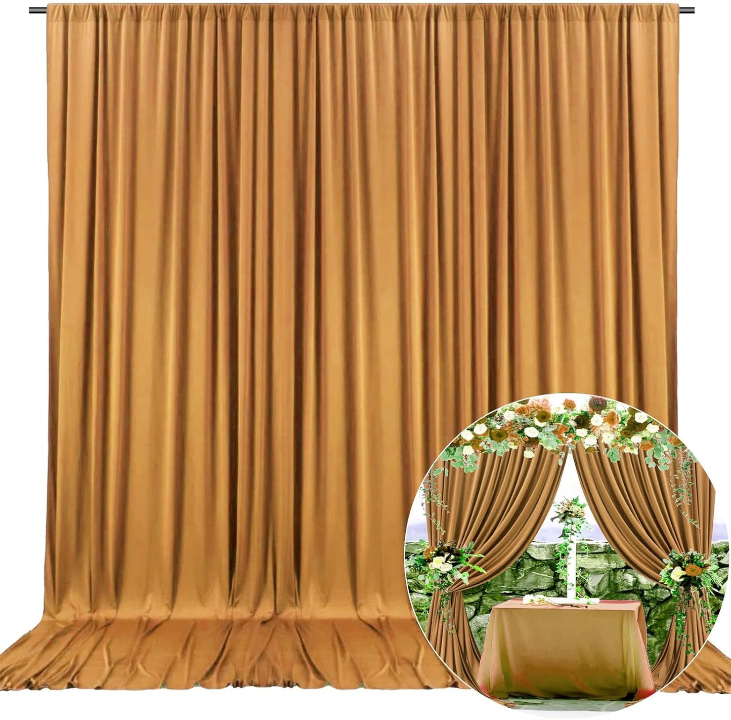 10 x 7 Feet Brown Backdrop Curtain for Partie, Background Curtains for Photoshoot, Birthday, Wedding, Halloween, Thanksgiving, Christmas Day, New Year Party Decorations 5Ft x 7Ft, 2 Panels