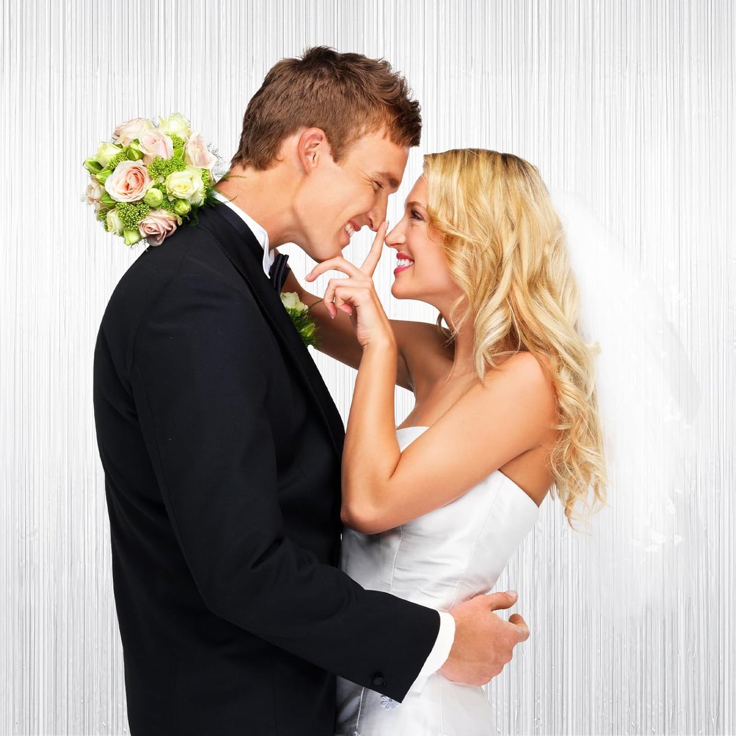 2 Pack White Tinsel Curtain Party Backdrop Decorations, Metallic Foil Fringe Curtain for Wedding Parties Door Streamers Christmas Baby Bridal Shower Birthday Bachelorette Photo Booth Party Decor