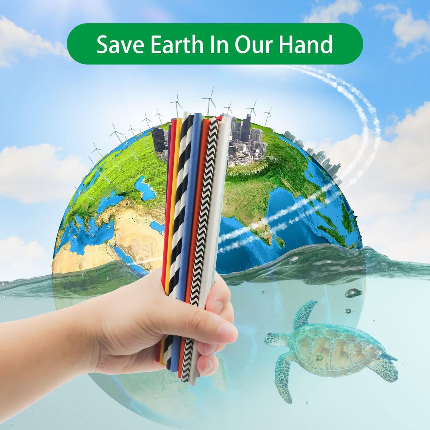 Biodegradable Black White Checkered Straws, 100 PCS Racing Car Straws Disposable Black Striped Paper Drinking Straw for Checkered Party Supplies, Treat Stick and Cake Pop Sticks