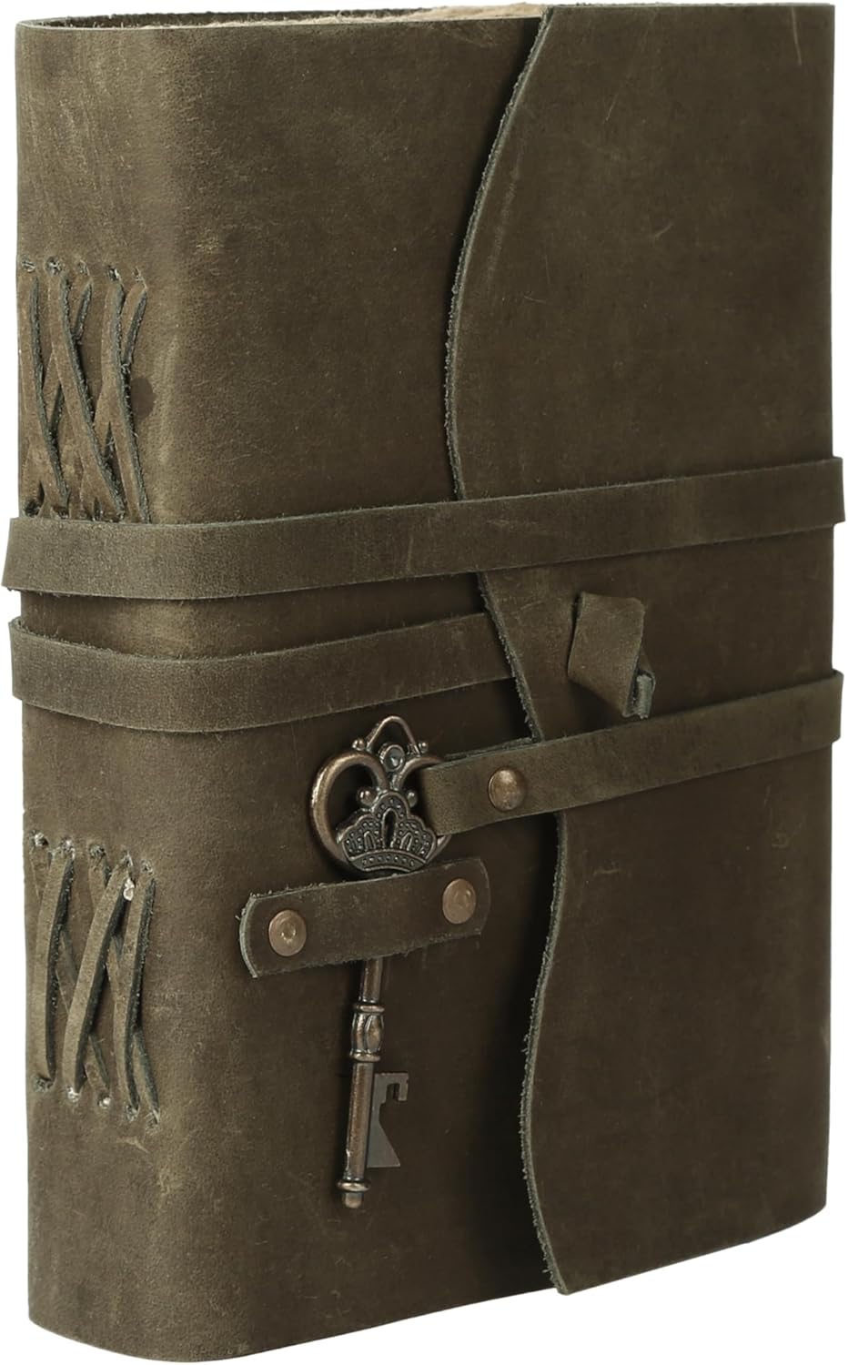Leather Journal with Lined and Unlined Deckle Edge Paper 8x6 inch and Vintage Key | Handmade Writing Notebook Diary | Bound Daily Notepad for Men & Women Medium, Sketch/Writing pad for Artists
