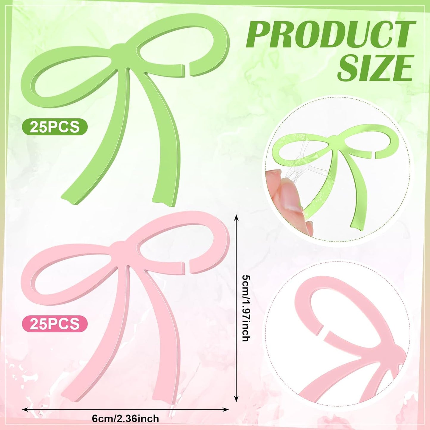 50 Pcs Bows Drink Tags Coquette Bow Wine Glass Charms Acrylic Bowknot Drink Tag for Bachelorette Birthday Wedding Coquette Tasting Party Decor Accessory(Green, Pink)