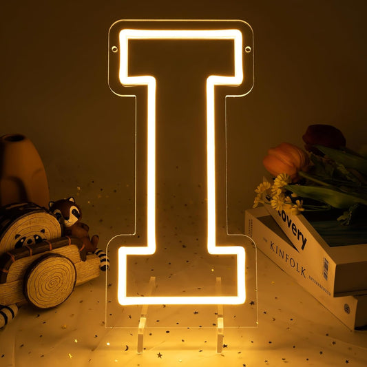 Light Up Letters I, Led Marquee Letter Lights Neon Sign, 13.9" Height Decorative Lighted Alphabet Number, Battery/USB Powered Led Letters Lights for Wedding, Birthday, Party, Christmas or Home Decor