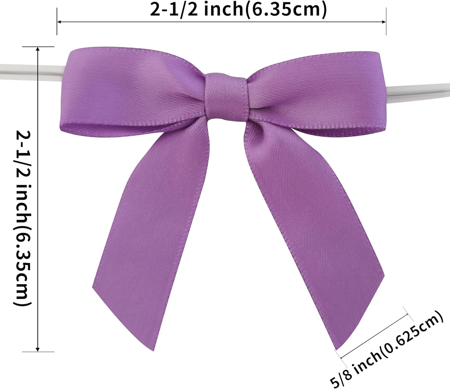 50pcs 2-1/2" Purple Satin Ribbon Bows with Twist Ties Mini Ribbon Bows for Candy Partiy Decoration Gift Packing&Wrapping Accessoried(Purple)