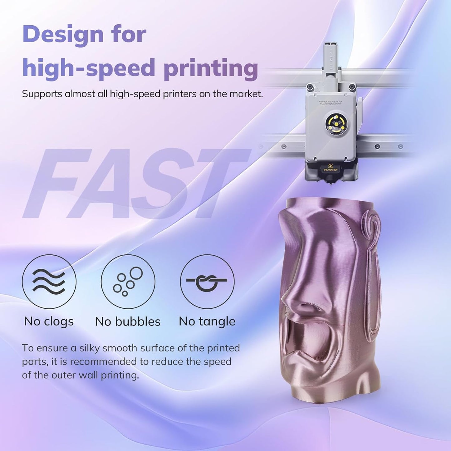 AMOLEN Silk PLA 3D Printer Filament, Shiny Multicolor Kingfisher Rainbow PLA Filament 1.75mm, Gradient Color Change PLA 3D Printing Filament for Most FDM 3D Printer, Blue Purple Yellow, 1kg (2.2lbs)