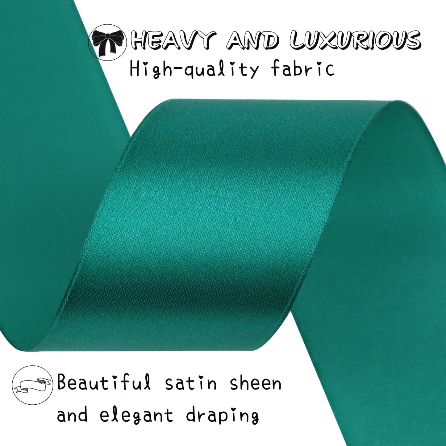 Teal Solid Satin Ribbon 1-1/2 Inch 50 Yards Solid Polyester Fabric Ribbon for Gift Wrapping Wedding Christmas Baby Shower Birthday Party Decoration Handmade Immortal Flower Craft