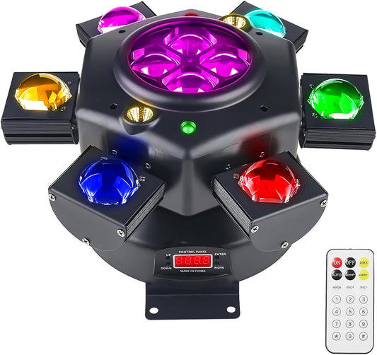 DJ Party Light, 150W RGBW 4in1 LEDs Stage Lights, DMX 512 Control Infinite Rotation With Sound Activated for Wedding, Party and Live House