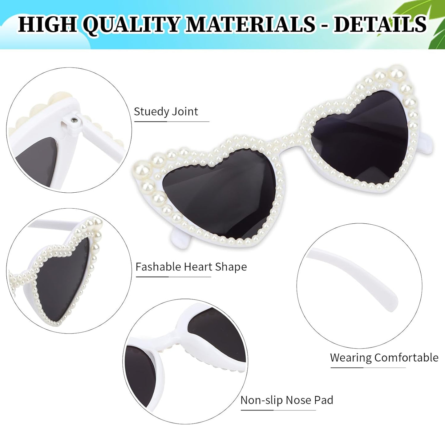 CIEHER Bachelorette Party Favors - White Black Heart Sunglasses for Bride Bridesmaid
