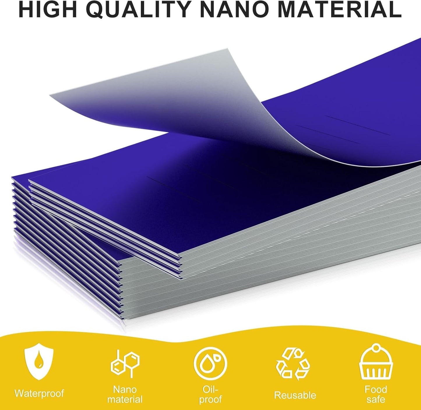 Polymer Material Reusable Napkin Band, Glue-Free Tear-Proof Water Resistant Oil-Proof Napkin Bands Set of 200(Front Blue Color and Back White), 6 Adjustable Sizes Napkin Rings