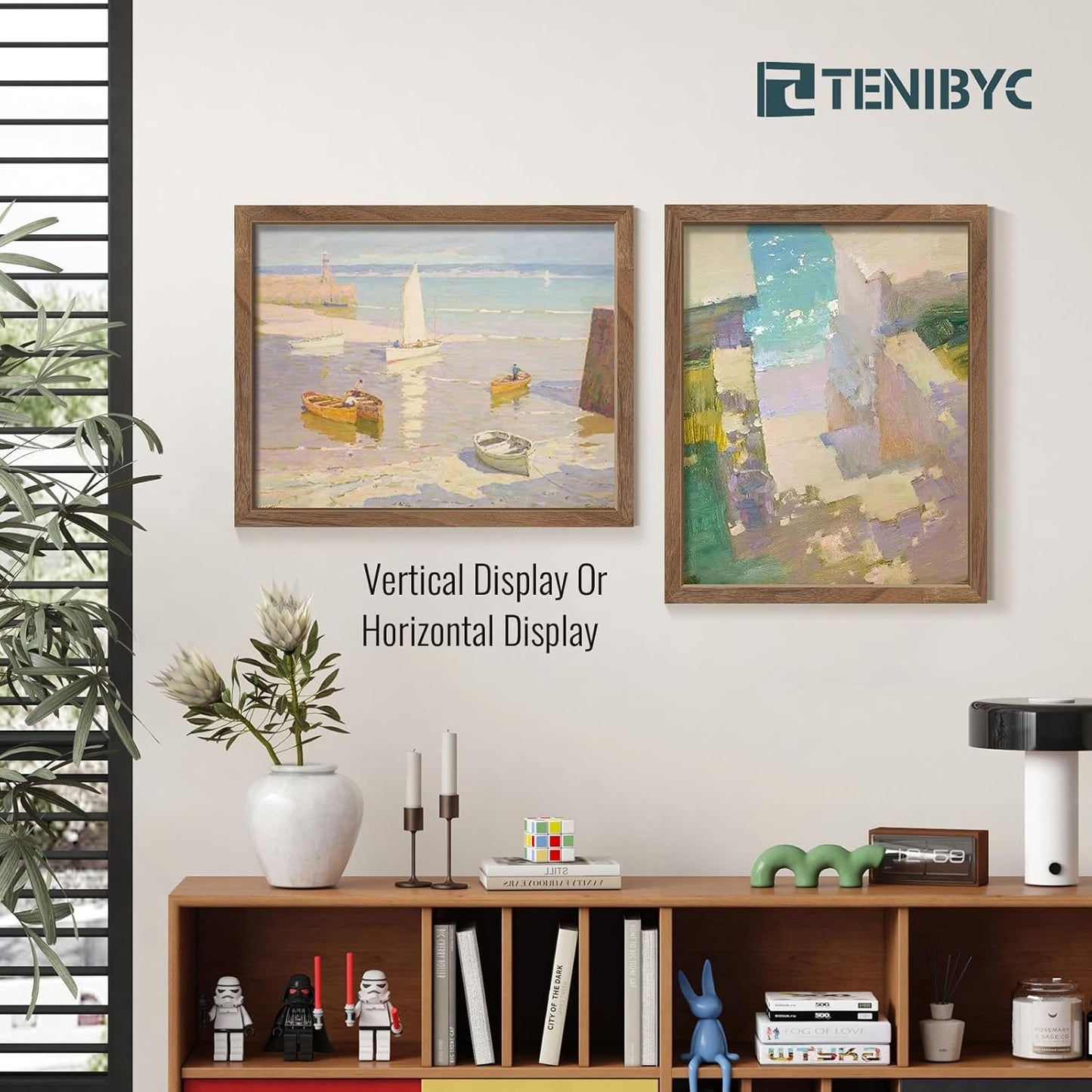 16x20 Frame 4 Pack - Brown, Natural Walnut Wood Picture Frame, HD Tempered Glass, Display 16x20 or 20x16 photos or posters, Wall Hanging