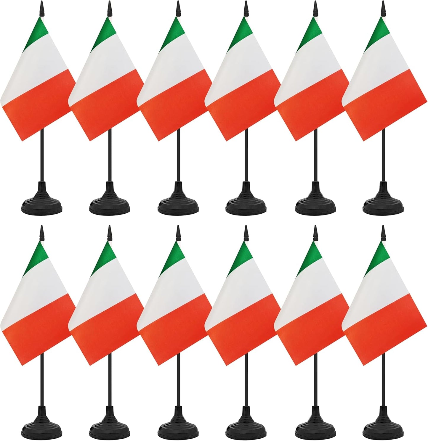 12 Pack Italy Desk Flag Set, Italian Table Office Flag, Small Miniature Desktop Flag With Black Pole and Black Base, Classroom, Offices Meeting Desk Decoration (Italy)