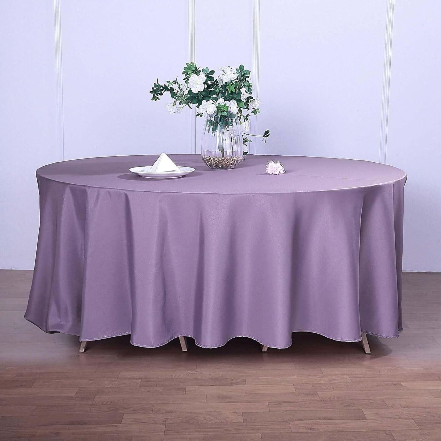 Efavormart Round Tablecloth, 120 Inch Stain & Wrinkle Resistant Washable Table Cloth, Decorative Polyester Fabric Table Cover for Banquet, Wedding, Dining - Violet Amethyst