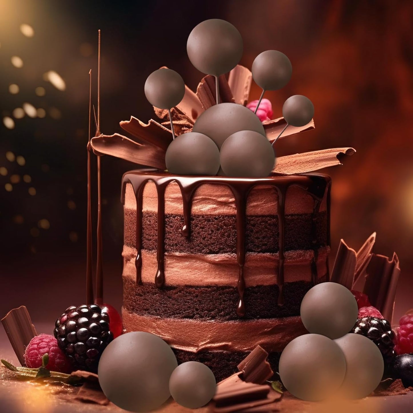 ASTARON 20 Pcs Ball Cake Topper Decorations Mini Balloons Cake Topper Sticks Brown Balls Cake Picks Cake Topper Balls Cake Decorations for Wedding Birthday Cake Decorations
