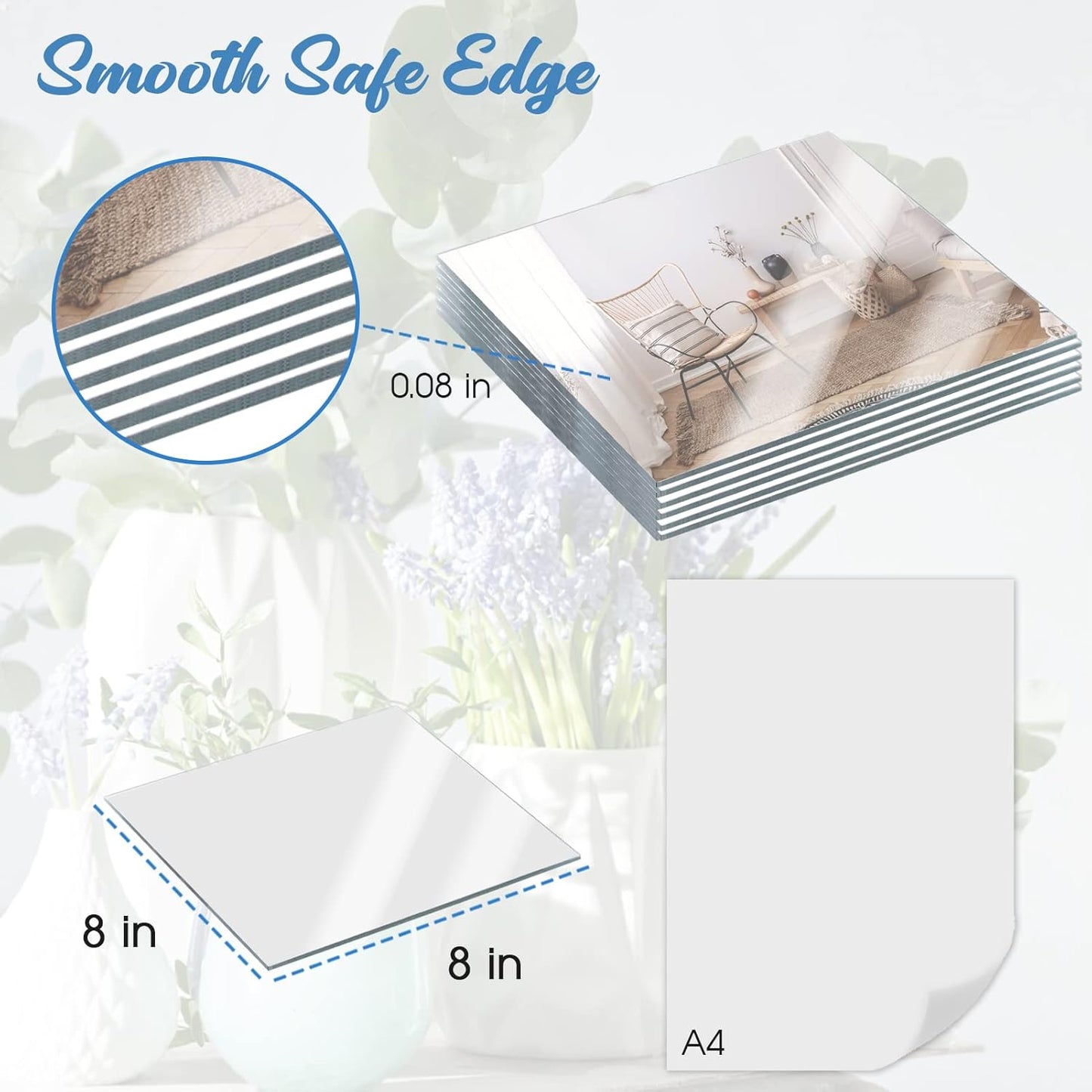 JAMBALAY 8" Square Mirror Centerpieces for Tables, Glass Mirror Plates for Table Centerpieces, Mirror Tray for Wedding & Party Decorations, 2mm Set of 12 Mirror Table Centerpieces for Tables