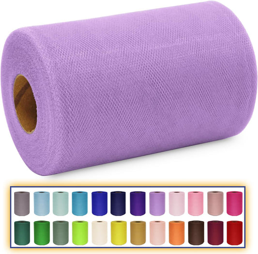 Lavender Tulle Fabric Roll 6 Inch X 300 FT (100 Yards) Matte Tulle Ribbon Netting Mesh Spool for DIY Tutu Skirt Wedding Bow Gift Wrapping Baby Shower Christmas Party Halloween Decorations