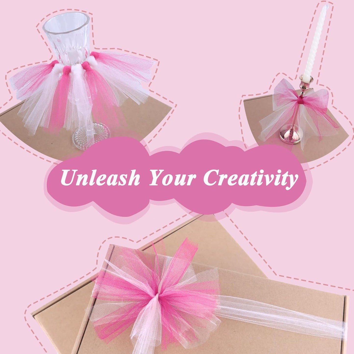 Hot Pink Tulle Fabric Roll 6” by 100 Yards (300 ft) Soft Tulle Spool for DIY Crafting Favor Supplies, Tutus, Wedding, Party Decorations, Gift Wrapping