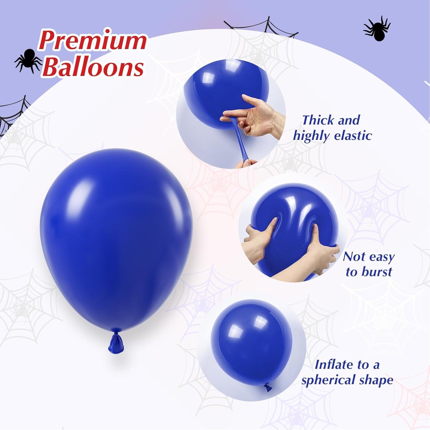 60pcs Spider Theme Balloons, Black Silver Red and Blue Balloons for Baby Shower Spider Theme Birthday Party Decorations