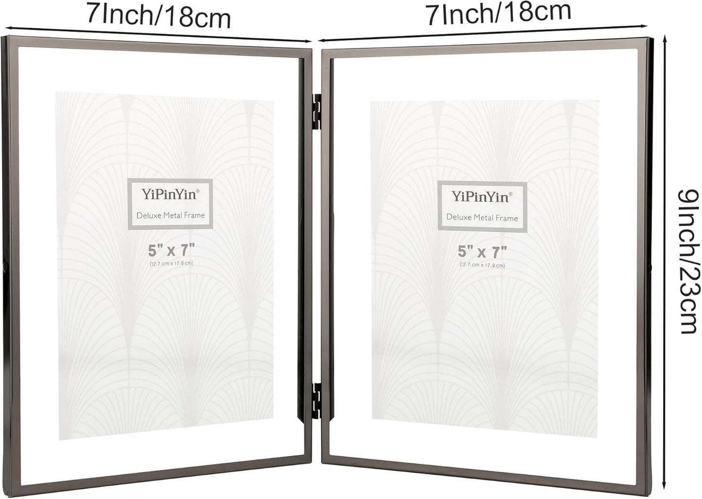 7x9'' Double Floating Frame Black For Photo Sizes 3.5x5'',4x 6'', 5x7'',6x8''For Tabletop/Shelf Photo Frame,Gift for Wedding,Thanksgiving,Christmas,Birthady,Home or Office Decor.