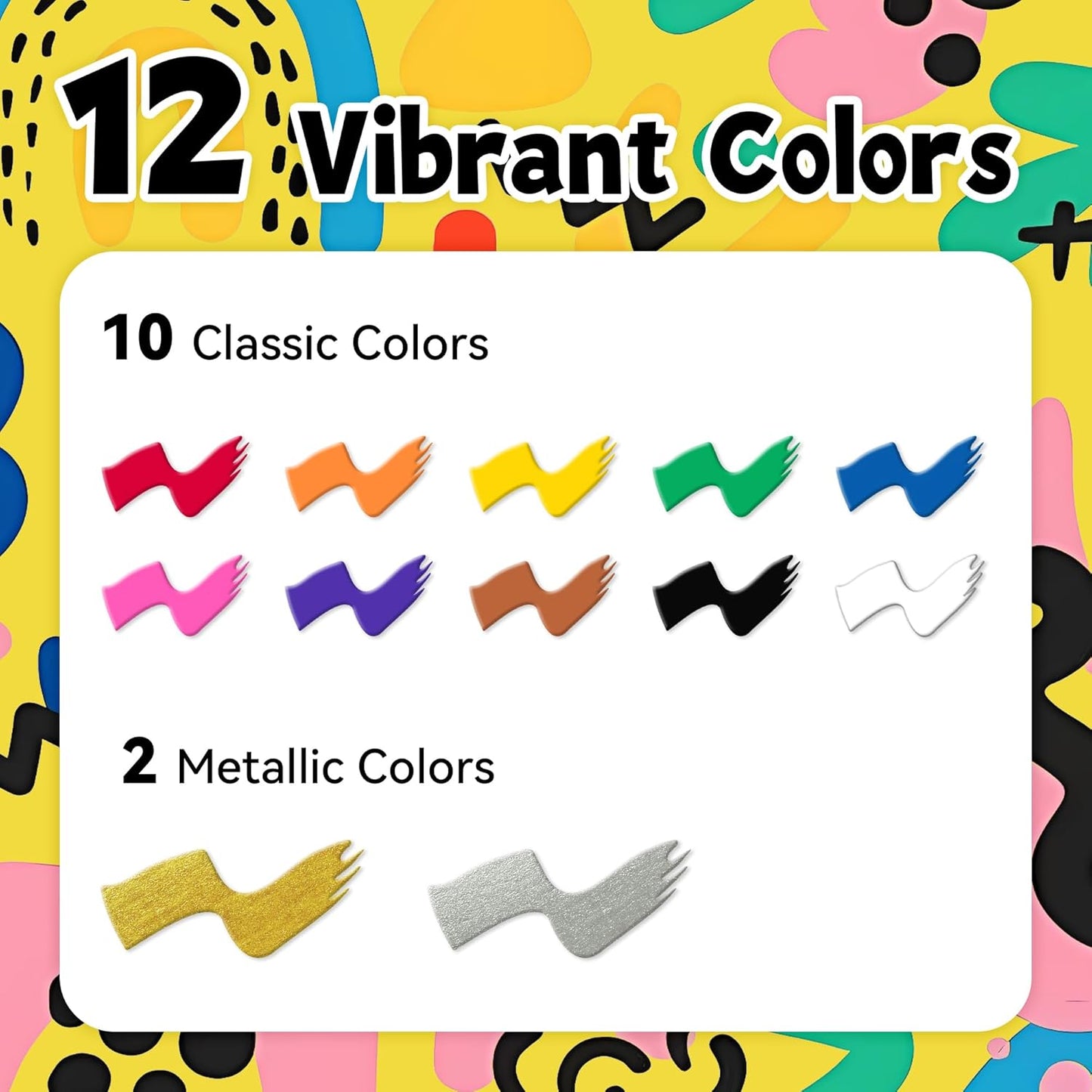 12 Colors Jumbo Markers, 15mm Jumbo Felt Tip, Acrylic Paint Markers for Rock Painting, Poster, Stone, Ceramic, Glass, Wood, Canvas