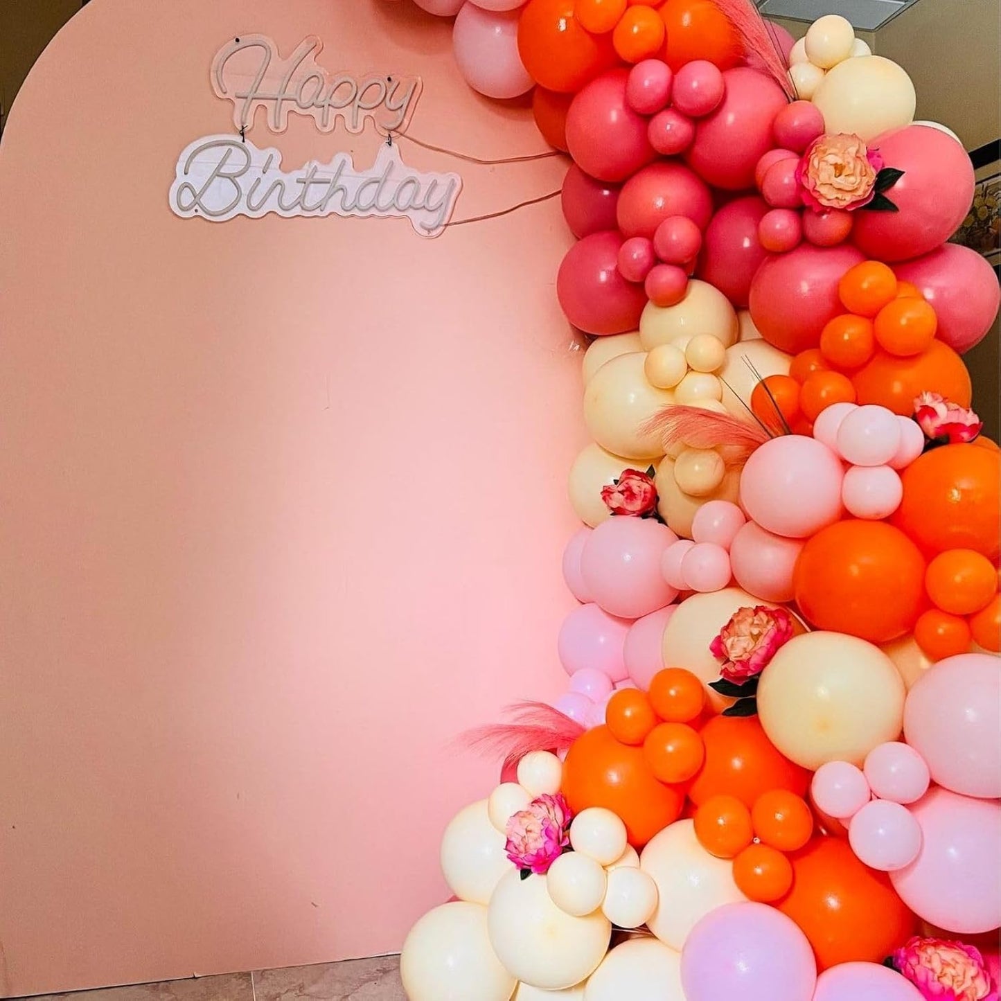 Paready Pink and Orange Latex Balloons, 60 Pcs 12 Inch Hot Pink and Yellow Autumn Balloons for Birthday Baby Shower Thanksgiving Party Engagement Anniversary Wedding Bridal Shower Festival Decoration
