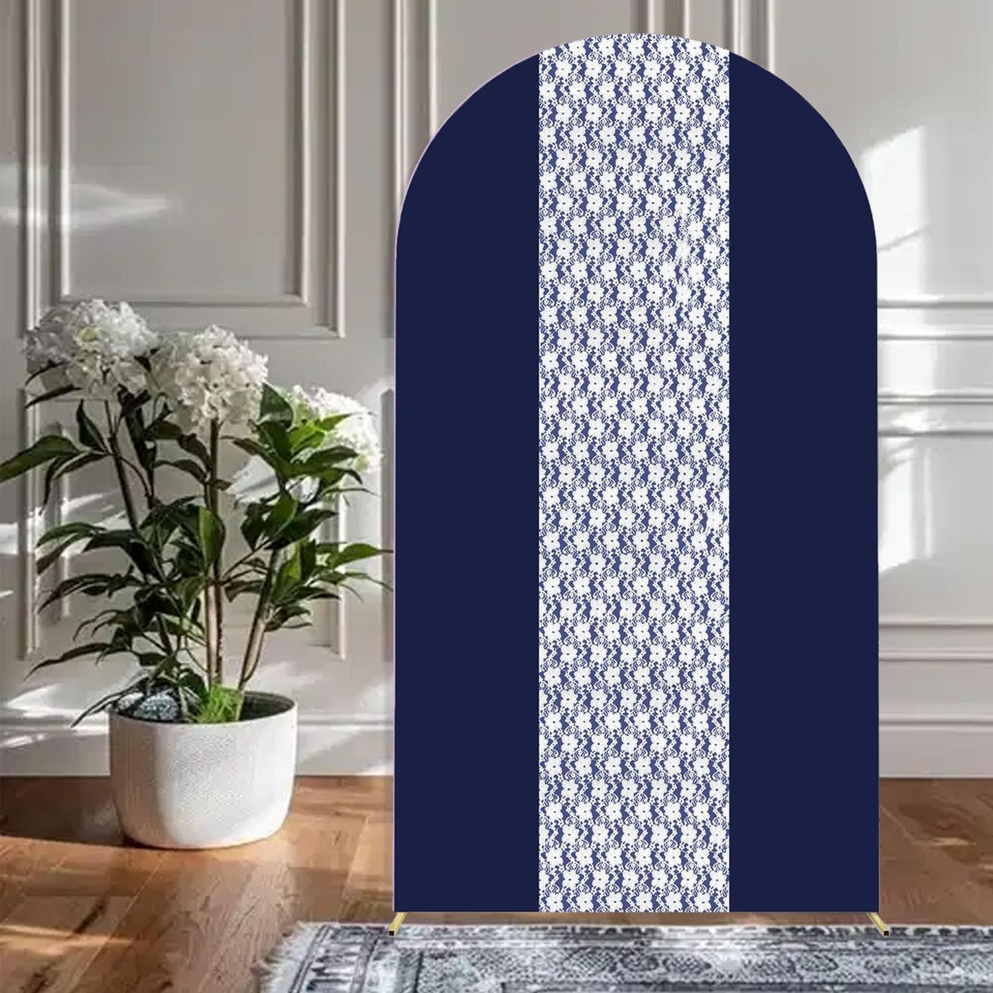 Navy Blue Arch Cover 7.2ft Lace Arched Backdrop Cover Dark Blue Chiara Arch Frame Back Drop Cover Spandex Wedding Arch Stand Fabric Navy Rustic Vintage Party Baby Shower Birthday Decorations