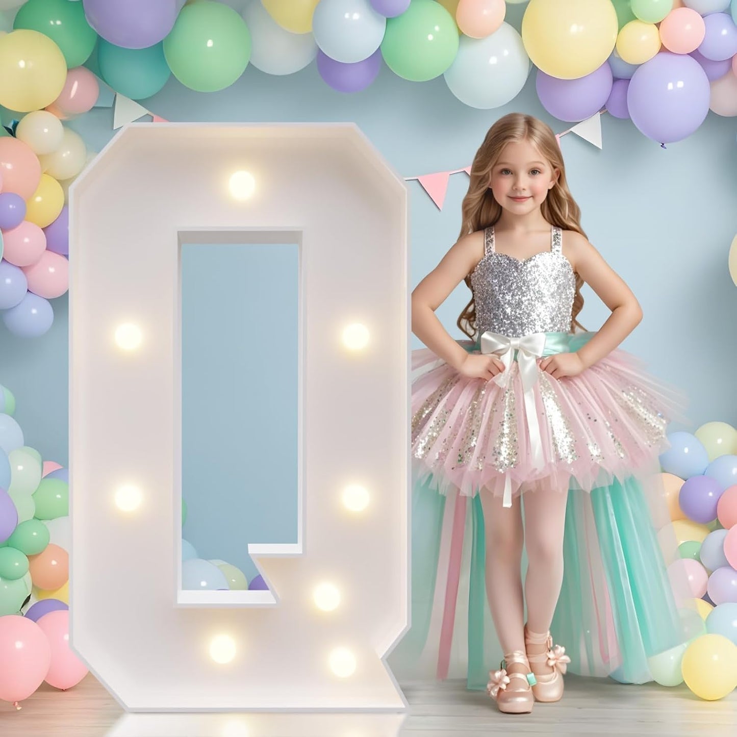 JoyMuse Marquee Letters 3 Feet Tall, Light Up Letters 3FT with Lights, Large Letters for Party, Letter Q Light Up Letters for Baby Shower Wedding Proposal Graduation Birthday Decorations