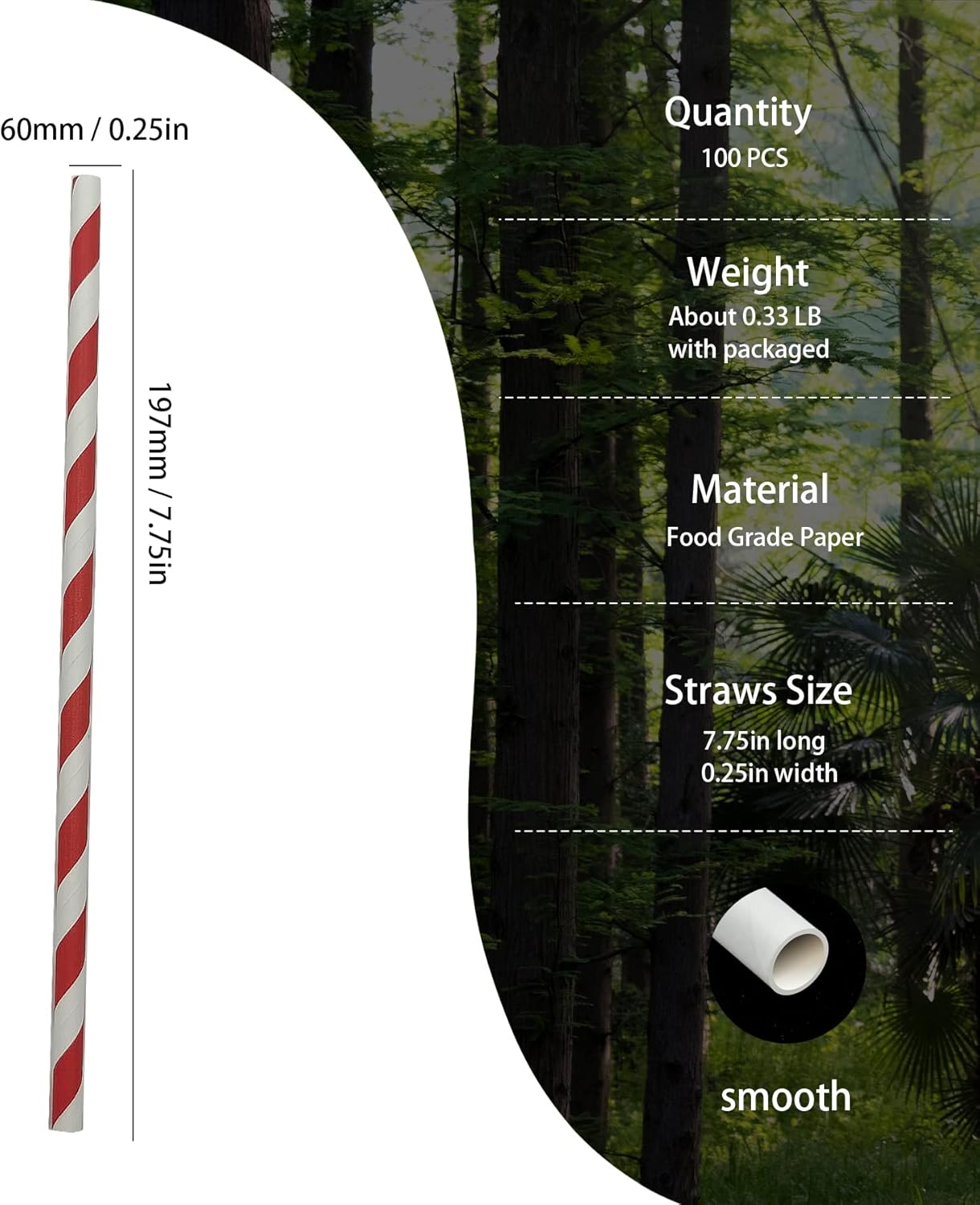 Bright Red And White Stripes Paper Drinking Straws, Biodegradable Food Grade Red Striped Barber Paper Straw For Daily Use Drinking, Coca Cola Straws (Pack of 100)