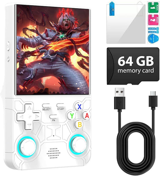 2025 New Upgrade R36ULTRA Retro Handheld Game Console with 64G Built-in 21000+ Classic Games,Portable Hand Held Open Source Linux System 4.0-in 4k HD IPS Screen Video Player (White)
