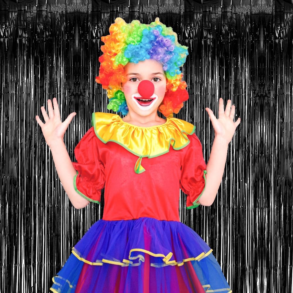 10 Pack Black Party Streamers Backdrop Tinsel Foil Fringe Curtains Halloween Birthday Party Decorations Graduation Wizard Party Supplies