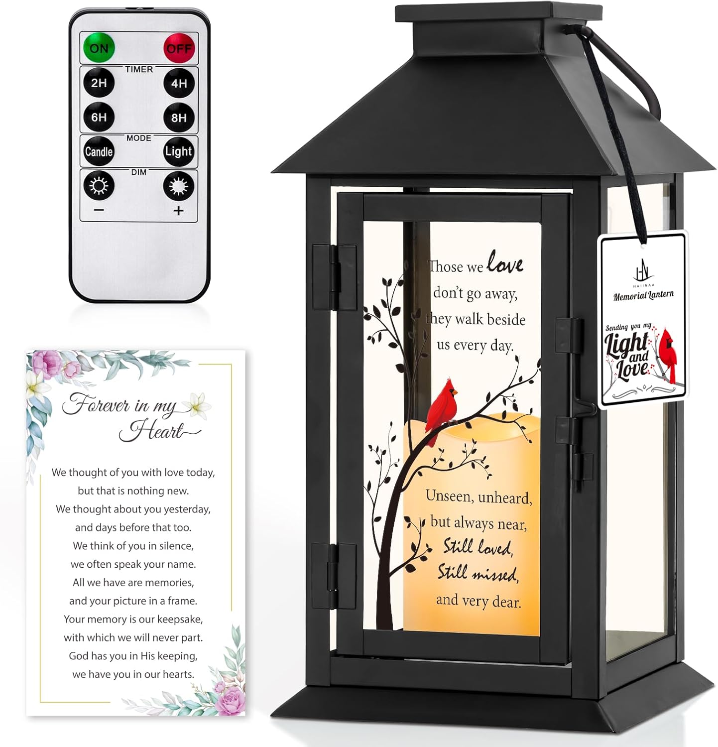 Memorial Lantern Bereavement Gifts in Memory of Loved One Memorial Gifts for Loss of Mother Loss of Father Remembrance Sympathy Gifts for Loss of Loved One with LED Candle and Remote