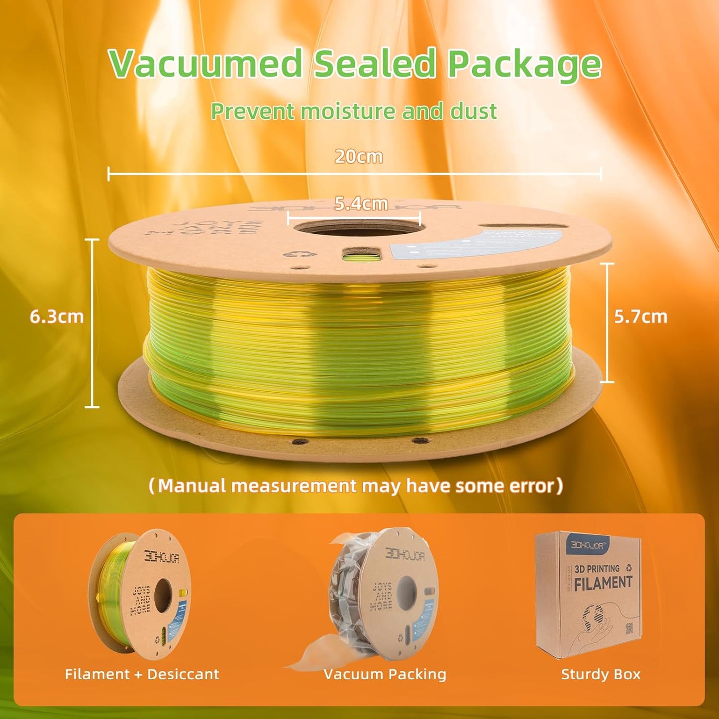 Transparent Multi Rainbow Color Change PLA 1.75mm 1KG 3D Printing Filament Crystal Rainbow PLA -Wheat Field