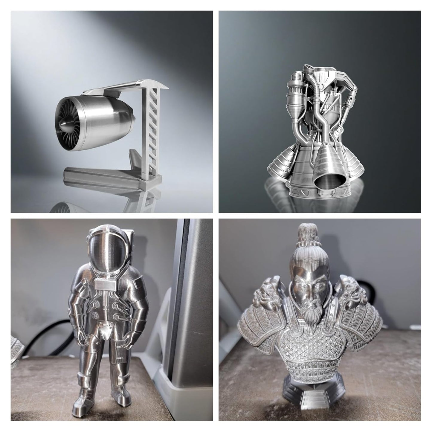 Geeetech Silk PLA Filament 1.75mm for 3D Printer, Metal-Like Shiny 3D Filament 1kg (2.2lbs) 1 Spool, Dimensional Accuracy +/- 0.02 mm, Metallic Silver Silk Filament