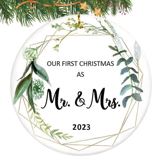 First Christmas Married Ornament 2023, Wedding Gifts for Couple, Our First Christmas as Mr Mrs Gifts, Bridal Shower Gift, Just Married Ornaments, 1st Year Wedding Ornament for Newlywed