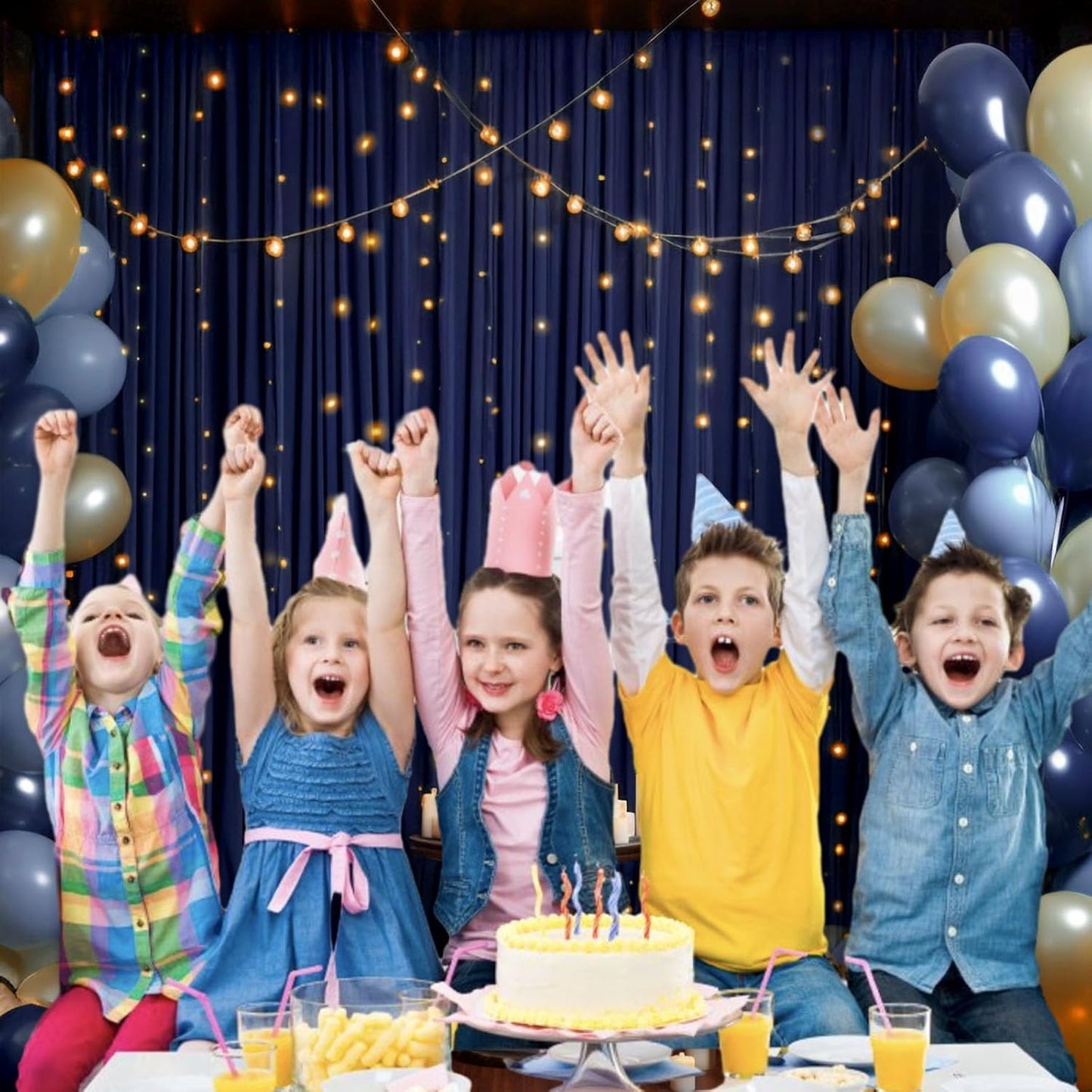 10 x 7 Feet Navy Blue Backdrop Curtain for Partie, Background Curtains for Photoshoot, Birthday, Wedding, Halloween, Thanksgiving, Christmas Day, New Year Party Decorations 5Ft x 7Ft, 2 Panels