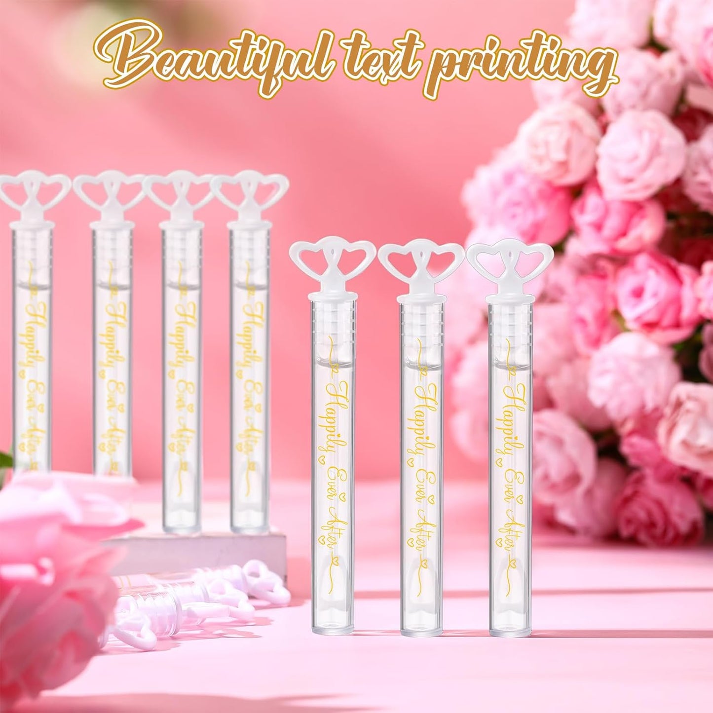 150 Pcs Bubble Wands Bulk for Wedding Party Mini Heart Wand with Bubble Solution for Wedding Bridal Showers Valentine Anniversary Graduation Birthday Supplies (White,Happy Ever After)