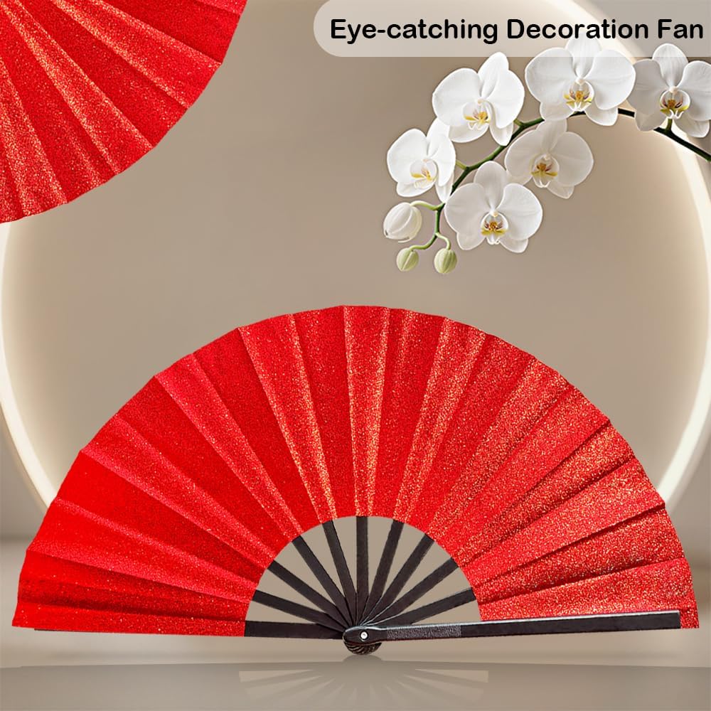 Large Clacking Folding Hand Fans for Line Dancing, Boots on The Ground Rave Hand Fan for Women Foldable, Party, Festival, Decoration