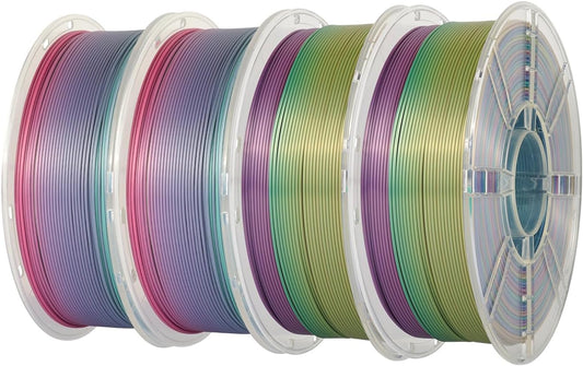 Kingroon Rainbow Silk PLA 4KG PLA Filament Bundle 1.75MM 3D Printing Filament Color Changing Filament Dimensional Accuracy ±0.02mm,Fit Most 3D Printer