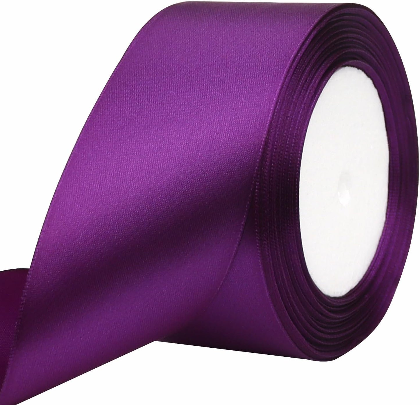 Purple Solid Satin Ribbon 2 Inch 25 Yards Solid Polyester Fabric Ribbon for Gift Wrapping Wedding Christmas Baby Shower Birthday Party Decoration Handmade Immortal Flower Craft