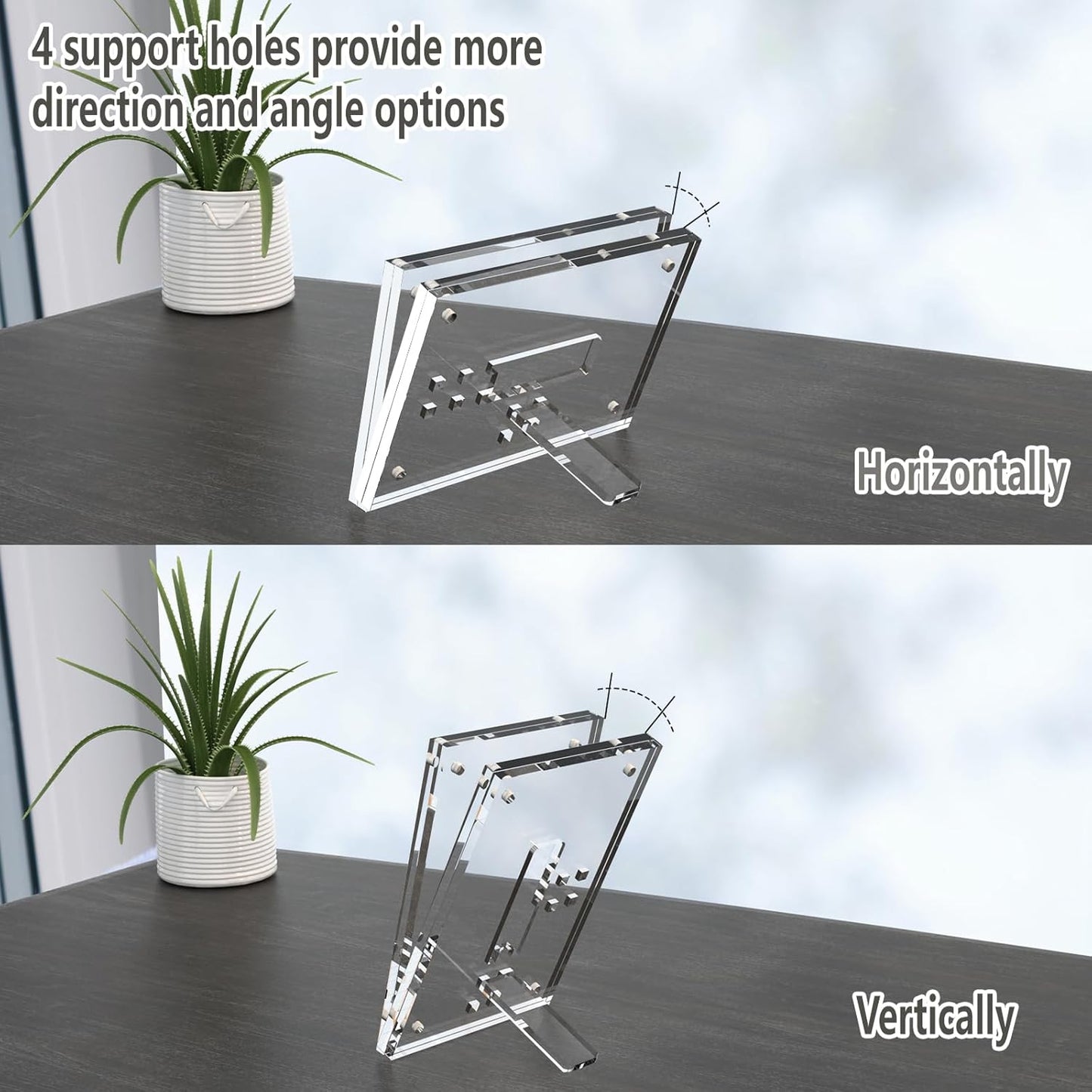 HELPLEX Picture Frames, 6 Pack 4x4 inch Acrylic Picture Frame Clear 4 x 4 Photo Frames Magnetic Picture Frames Ready for Tabletop Display, Effectively Protect Photos from Fading and Yellowing