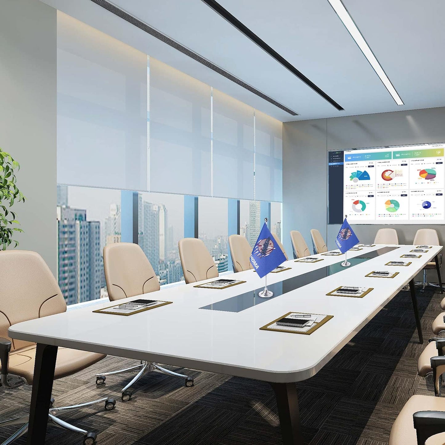 ZXvZYT 2 Pack American US Oklahoma flag USA Oklahoma OK State table flag,Small Mini United States Desk Flags With Stand Base,for U.S. States Party Events Celebration Decorations Supplies