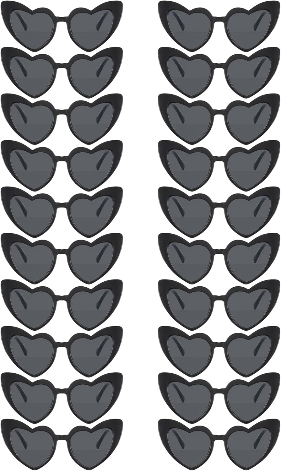 Flutesan 20 Pairs Retro Heart Sunglasses Vintage Cat Eye Heart Glasses Women Bachelorette Bride Sunglasses Bulk