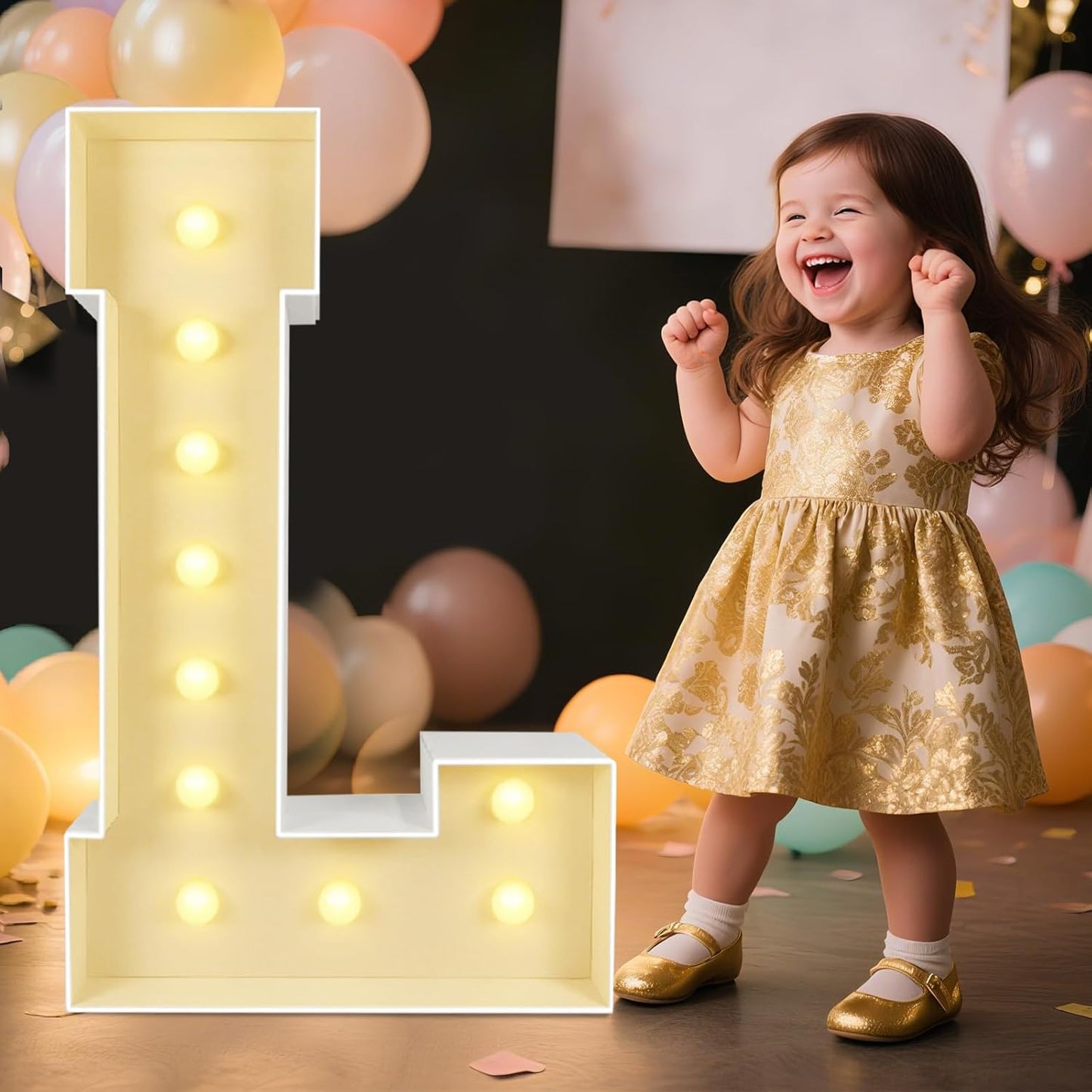 Marquee Light Up Letters: 3FT Large Decorative Signs for Party Decorations Baby Shower Birthday Wedding Engagement Anniversary, 3 Feet Tall Pre-Cut DIY Foamboard Letter L - Easy to Assemble