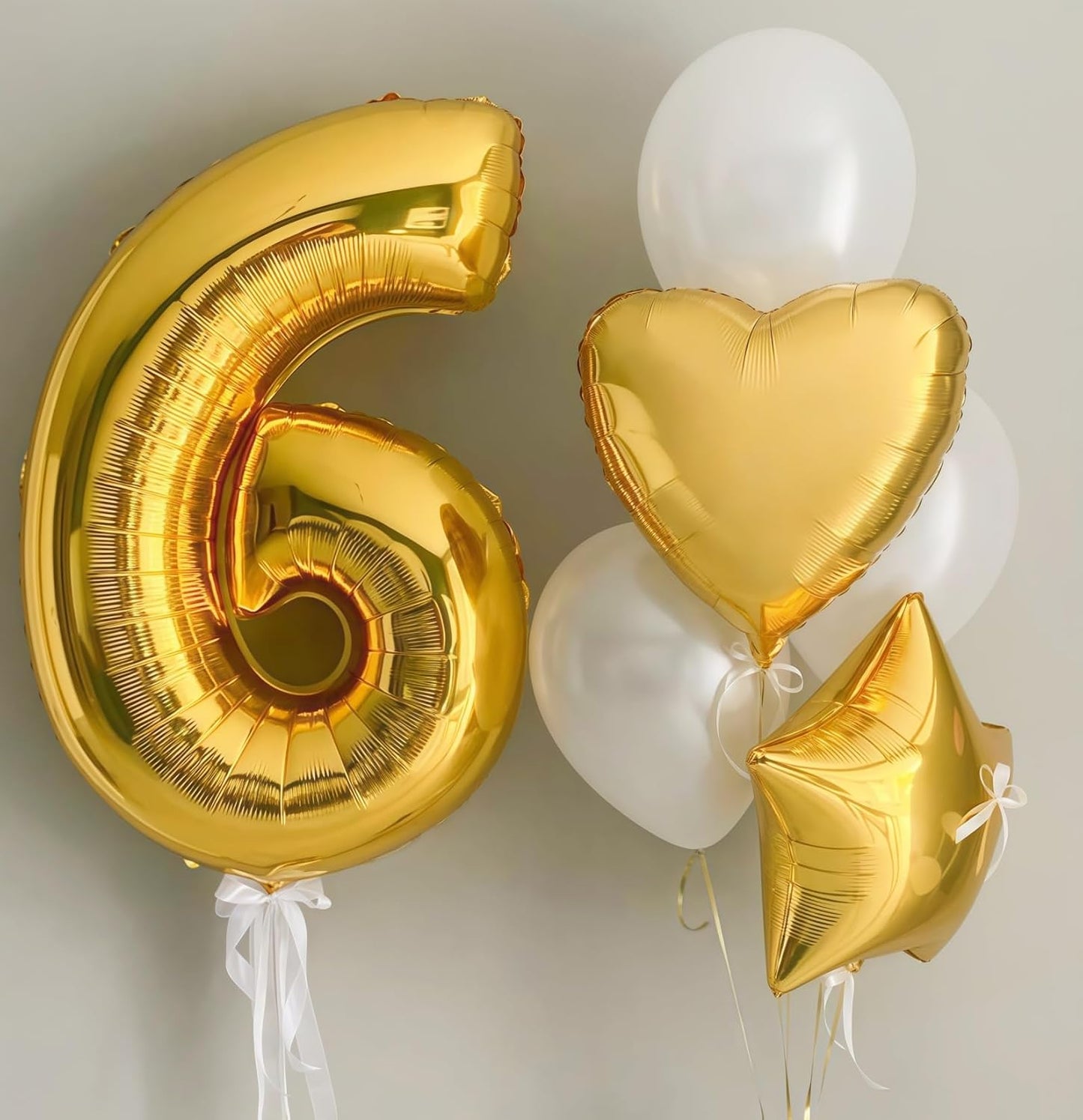 Gold 6 Balloon Number,40 Inch Number 6 Balloon Large Gold 6 Foil Mylar Helium Balloon for Birthday Party Decorations
